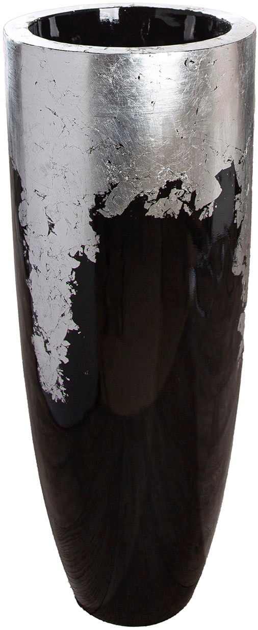 Pflanzkübel GILDE "Übertopf XXL Konus schwarz; silberfarben", silber (schwarz, silberfarben), B:38cm H:100cm T:38cm Ø:38cm, Fiberglas, Pflanzgefäße, Pflanzkübel