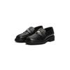 Loafer TOMMY HILFIGER "CREST SQUARISH TOE PENNY LOAFER", Damen, Gr. 41, schwarz, Leder, unifarben, klassisch, Schuhe, Blockabsatz, Slipper, Businessschuh mit Schmuckelement
