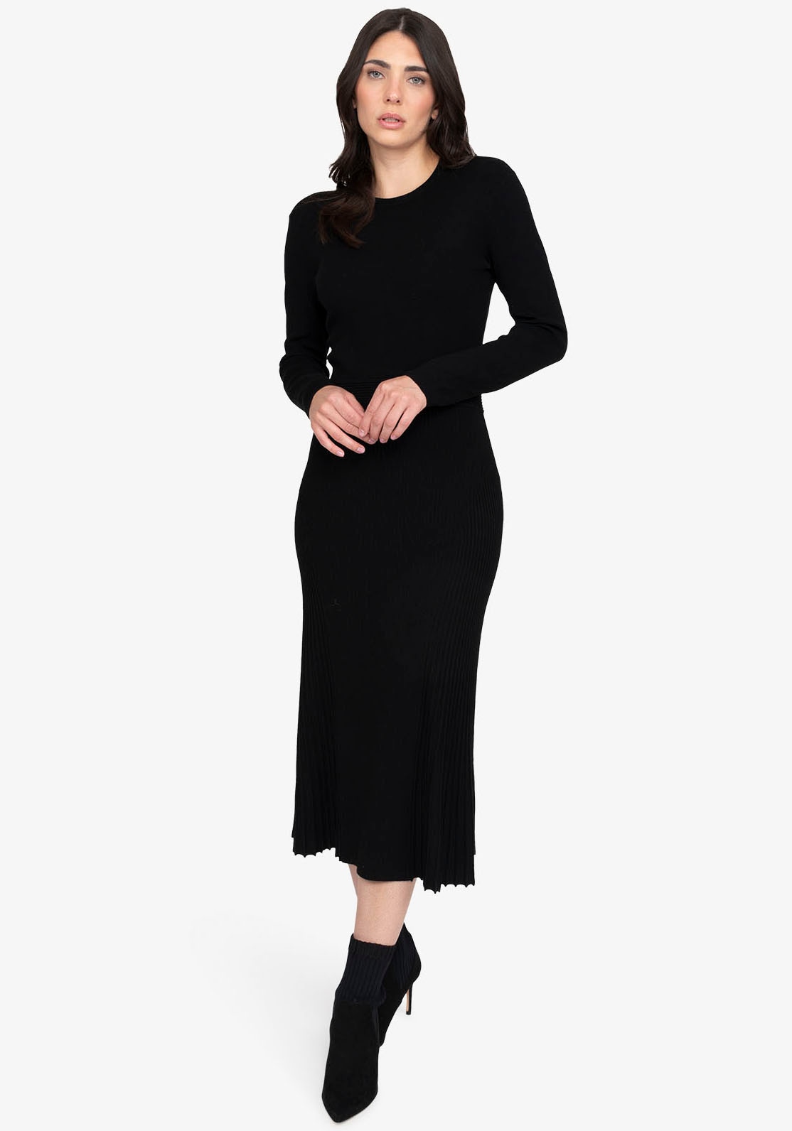 Strickkleid SPORTALM KITZBÜHEL, Damen, Gr. 38, N-Gr, schwarz, Jersey, Obermaterial: 72% Viskose, 28% Polyester, clean, unifarben, regular fit Midi, Rundhals, eingesetzt gerader Abschluss, Kleider, in Midilänge Image