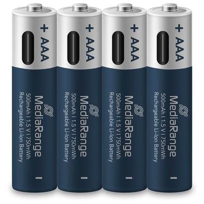 MediaRange USB-Akkus mit Ladekabel Micro AAA 500 mAh Image