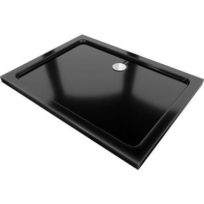 Flat rechteckige Duschwanne slim 100 x 70 cm, Schwarz, Siphon Chrom - 40707010 - Mexen Image