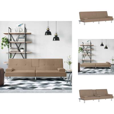 Schlafsofa mit Getränkehaltern Cappuccino Kunstleder - Schlafsofa - Sofa - Gästebett Image