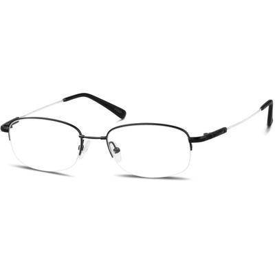 Zenni Men's Lightweight Rectangle Prescription Glasses Half-Rim Black Flex Titanium Frame