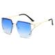 PPFVVTV Vintage Frame Rimless Metal Sunglasses Women Luxury Punk Popular Rivet Gradient Men uv400(Gold-Blue)