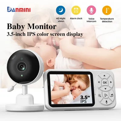 Danmini 3.5-inch Baby Monitor Color Screen Display Temperature Sound Detection Video Intercom Night Vision Security Surveillance