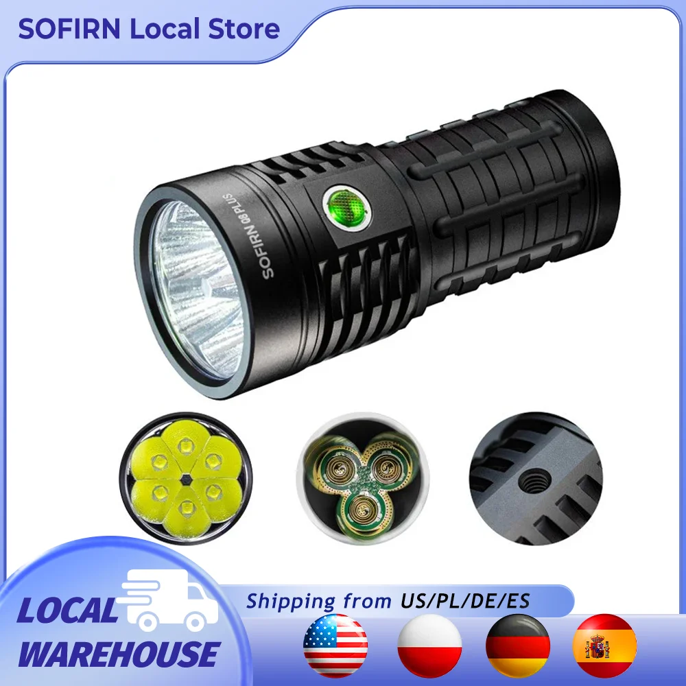 Sofirn Q8 Plus Super leistungsstarke LED-Taschenlampe, 16000 lm, USB C, wiederaufladbar, 21700 Anduril 2.0 Taschenlampe, XHP50B, umgekehrtes Laden Image