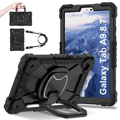 For Samsung Galaxy Tab A9 8.7 inch SM-X110 X115 Case Kids Tablet cover Silicone +PC for Tab A9 SM-X115 X110 2023 8.7"+strap