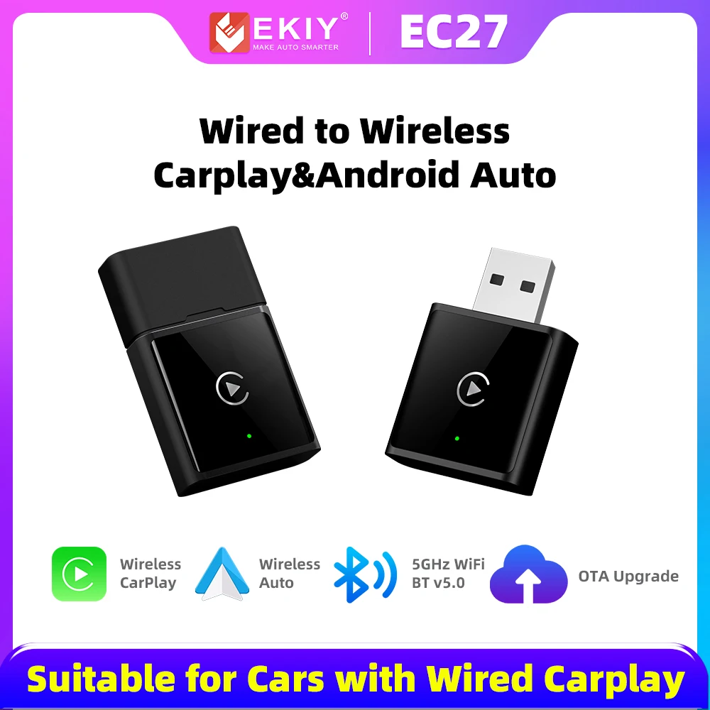 EKIY 2025, kabelloser CarPlay-Adapter, neue Auto-Smart-Car-AI-Box mit kabelloser OEM-Konnektivität von CarPlay Image