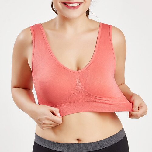 Damen Yoga-BH Sport-BH Unterwäsche Leichte Kleidung Atmungsaktiv Drahtlos Gefüttert Einfarbig Sport Sportkleidung Hellblau Dunkelviolett Pilates Laufen Yoga Image