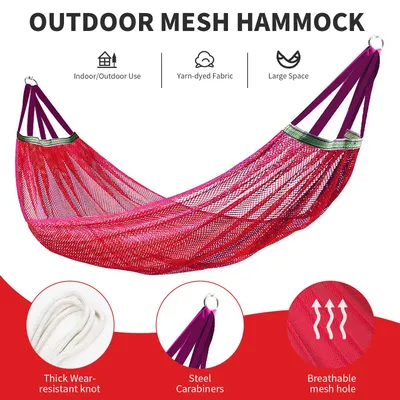 Single Person Portable Outdoor Camping Hammock With Nylon Color Matching Hammock High Strength Parachute Fabric Hanging Bed
