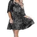Per donna Mini Abito Abito con Paillettes Abito da Cocktail Moda Moderno Cocktail party Weekend Vestibilità regolare Semplice Manica Corta Girocollo Argento Nero Rosa Estate