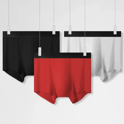 3 Stück nahtlose Herren-Unterhosen aus Eisseide, atmungsaktive flache Sport-Hosenmanschetten für Herren, dünne und bequeme Viereck-Unterhosen für den Sommer Image