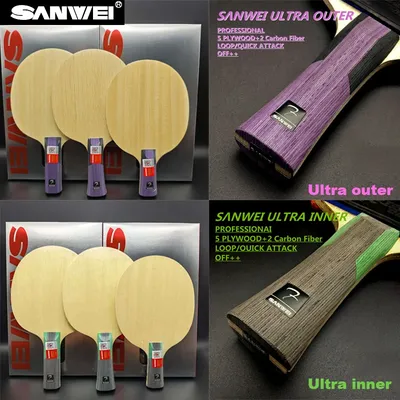 Sanwei Ultra Outer&Inner Carbon Fiber Tischtennisschläger 7-lagig Professional OFF+ Tischtennisschläger Loop Quick Attack mit Box Image
