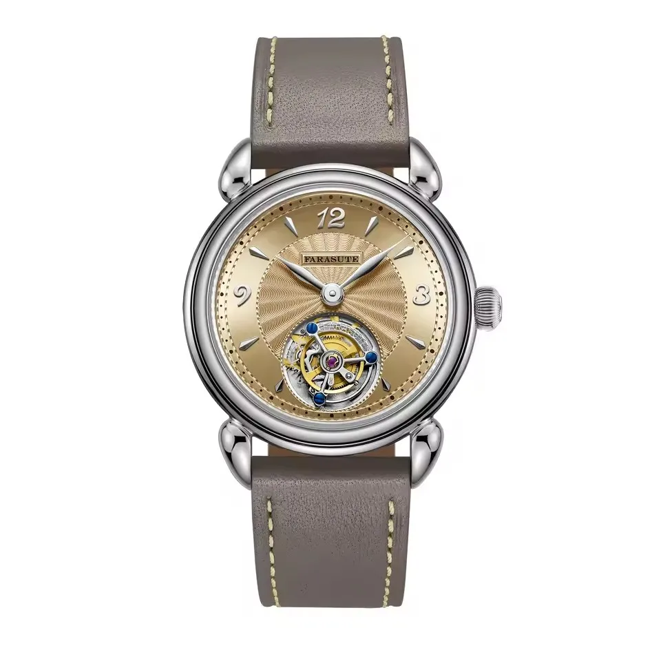 FARASUTE Herren-Tourbillon-Uhr, 37 mm, Handaufzug, mechanische Armbanduhr, Saphirspiegel Image