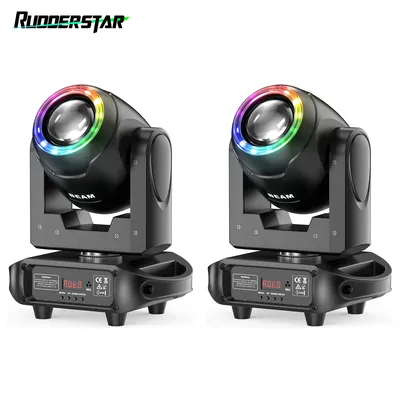 2PCS 100W Beam Moving Head Light Rainbow Effect&Halo Strip Stage Lighting Effect Projector for Party Wedding Live Show Bar Club