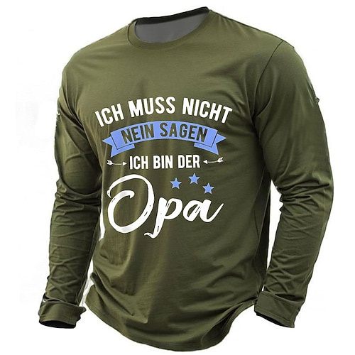 Herren Lustiges Opa Langarm Grafik T-Shirt 'Ich muss nicht Nein sagen ich bin der Opa' Familienhumor Tee Image