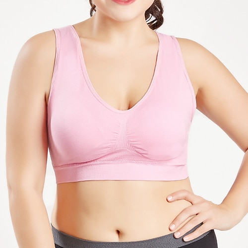 Damen Yoga-BH Sport-BH Unterwäsche Leichte Kleidung Atmungsaktiv Drahtlos Gefüttert Einfarbig Sport Sportkleidung Hellblau Dunkelviolett Pilates Laufen Yoga Image