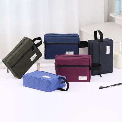 Tragbare wasserdichte Herren-Kosmetiktasche aus Oxford-Stoff, Reise-Pflege- und Make-up-Tasche, Outdoor-Aufbewahrungstasche mit großem Fassungsvermögen, Handtasche