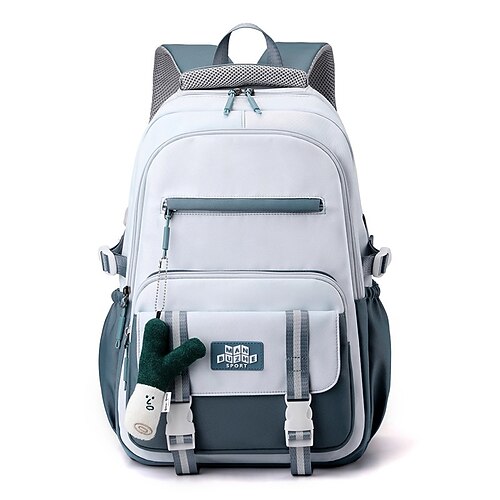 Zaino per il ritorno a scuola per ragazze adolescenti: grazioso zaino scolastico con portachiavi in peluche, zaino leggero multitasche per la scuola media e superiore