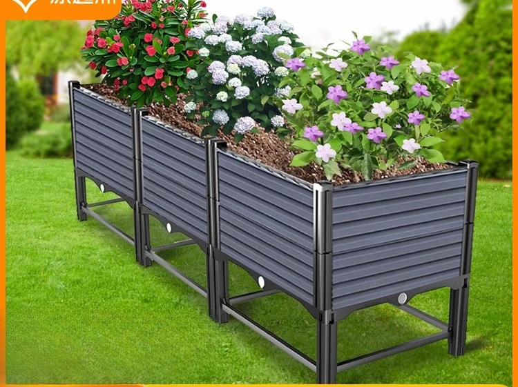 Maßgeschneiderter Balkon, Innenhof, Dach, Blumenkasten, Pflanzen im Freien, Gemüseständer, Höhe, rechteckiger Kunststoff-Blumentopf