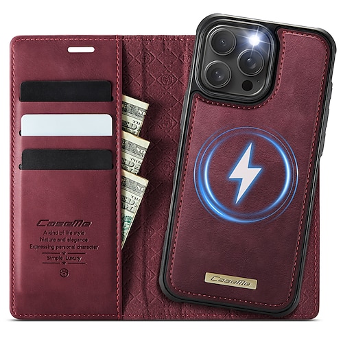 Handy Hülle Handyhüllen Für iPhone 17 Pro Max 17 Air 16 15 14 Pro Max Plus 16e 13 Pro Max Brieftaschenhülle Mit Ständer Abnehmbar Magnetisch Retro TPU PU-Leder Image