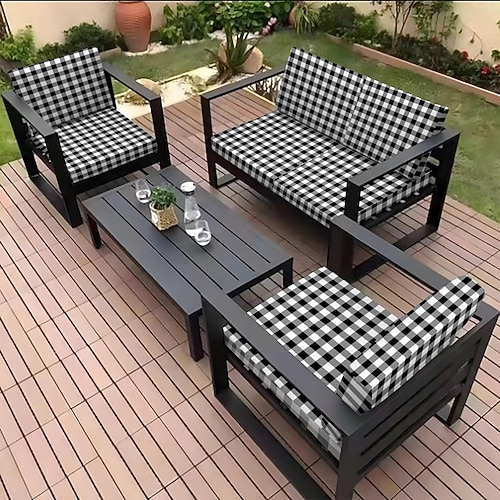 Sitzkissenbezug für den Außenbereich für die Terrasse, florale, garngefärbte Mikrofaser-Schonbezüge Image