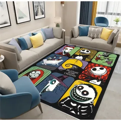 MINISO Disney The Nightmare Before Christmas Area Rug Non-Slip Bedroom Kitchen Bathroom Entracne Rug Living Room Washable Carpet