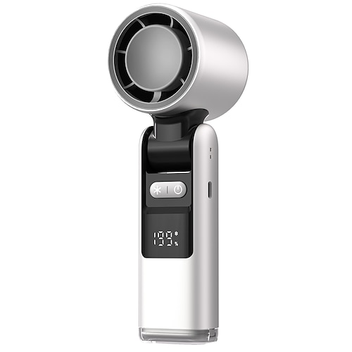 ventilatore portatile con piastra di raffreddamento, mini ventilatore pieghevole con velocità 1-199 con supporto, gancio cordino, fino a 6 ore di utilizzo per viaggi, ufficio, casa all'aperto