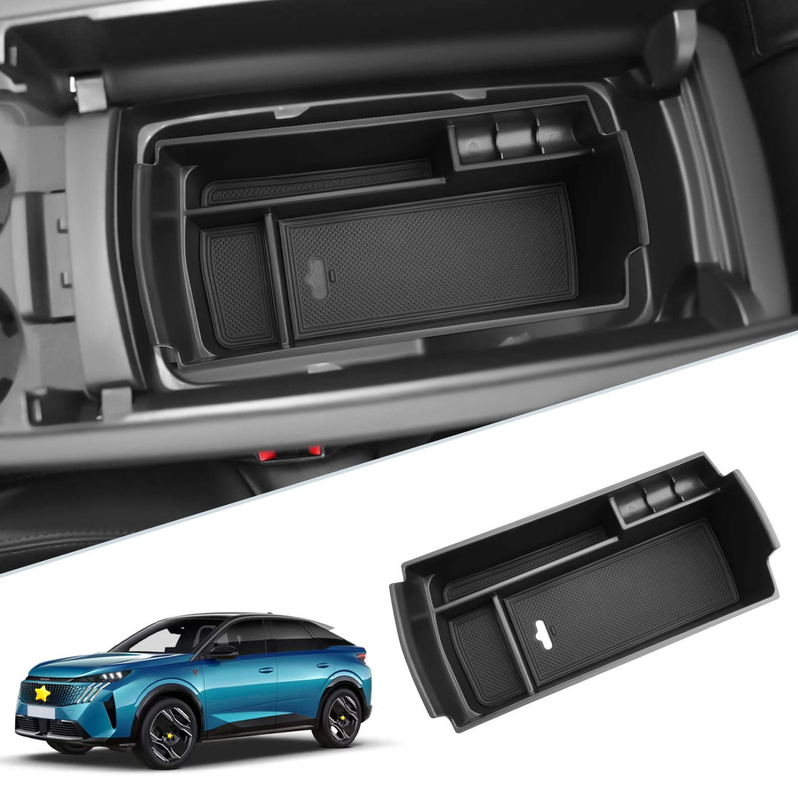 RUIYA pour Peugeot 3008 Peugeot 5008 2016-2024 Car Armrest Box Storage Central Control Container Auto Interior Peugeot 3008 Accessories