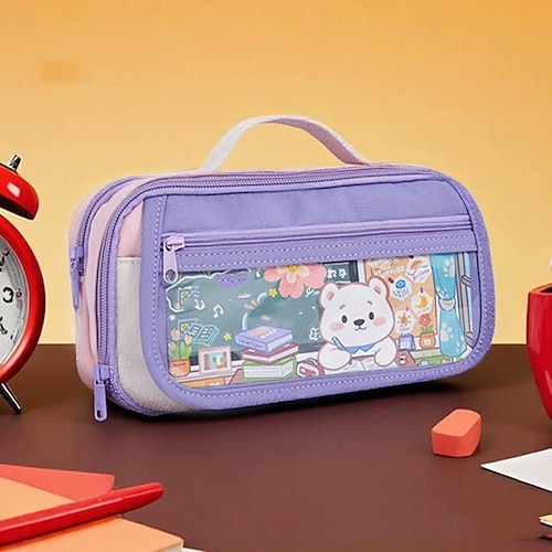 Mode Bleistift Case für Kinder Kreatives Design Einfarbig Schreibwaren Scrapbook Aufbewahrungstasche Schulsachen Image