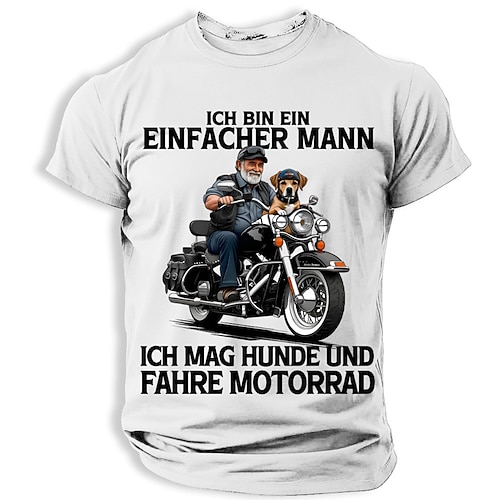 Herren Grafik Tee - Ich bin ein einfacher Mann der Hunde und Motorräder liebt - Hobbys Lifestyle Kurzarm T-Shirt Image