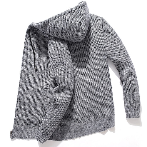 Herren Strickjacke Kurzer Pullover Reißverschluss-Pullover Strickpullover Gerippt Stricken Normale Oberteile Tasche Fleece Einfach Mit Kapuze Mode Klassisch Urlaub Alltagskleidung Bekleidung Herbst Image