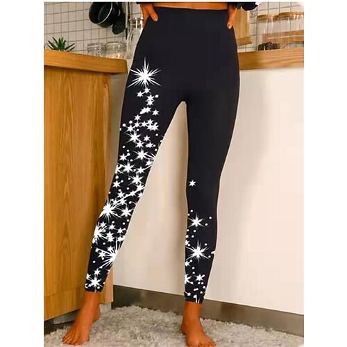 Damen Stoffhosen Leggings Gemütliche Leggings Stumpfhosen sportlich Volle Länge Natürliche Taille Grafik Druck Bequem Po-Lifting Bauchkontrolle Yoga Alltagstauglich Schwarz 2 # Schwarz 3 # Schwarz 4 Image