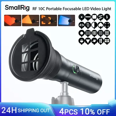 SmallRig RF 10C RGB LED Photography Flashlight, 7500mAh Patterned Ambient Light with 4 Colors/20 Light Filters for Video -4634