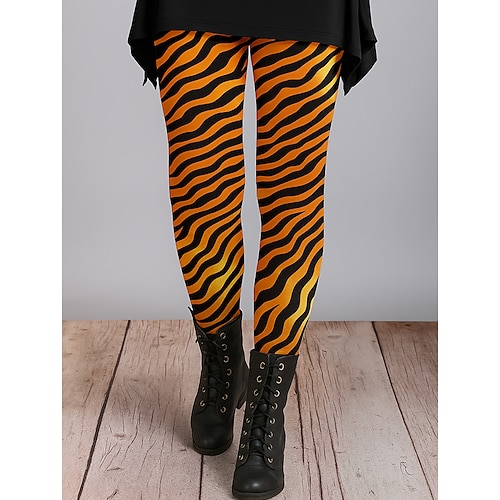Damen Leggings Urlaub Vintage Ethno-Stil Knöchellang Hohe Taille Grafik Leopard Abstrakt 3D-Druck Schnelltrocknend Atmungsaktivität Weich Dehnbar Täglich Heim Outdoor Blau Purpur Braun Herbst Normale Image