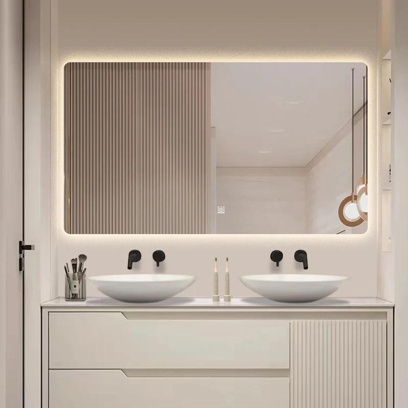 Maßgeschneiderter intelligenter Bluetooth-Badezimmerspiegel mit LED-Licht, Badezimmerspiegel, Antibeschlag