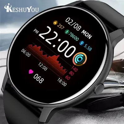 KESHUYOU Neue Smart Watch Damen Herren Full Touch Screen Bluetooth Talk Sport Fitness Tracker Herzfrequenzmesser Smart Watch