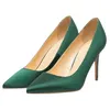 Frau Süße Mode Party Casual Damen Schuhe Sexy Rot Grün Dünne High Heels Satin frauen Pumpen Für Hochzeit 8,5 cm/10 cm/12 cm