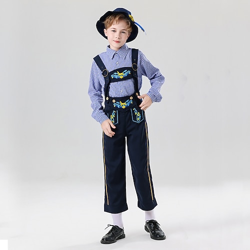 Oktoberfest Lederhosen Hemd Bayerisch Deutsch München Wiesn Jungen Karneval Party Bier Festival Stoff im traditionellen Stil
