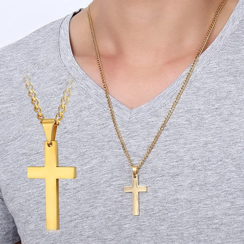 Mode Kreuz Anhänger Halskette Frauen Männer Edelstahl Link Kette Charme Halskette Coole Jungen Mädchen Punk Hip Hop Schmuck Geschenk Image