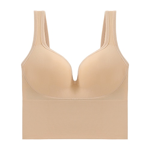 Damen Yoga-BH Sport-BH Unterwäsche Leichte Kleidung Atmungsaktiv Drahtlos Gefüttert Einfarbig Sport Sportkleidung Schwarz Weiß Pilates Laufen Yoga Image