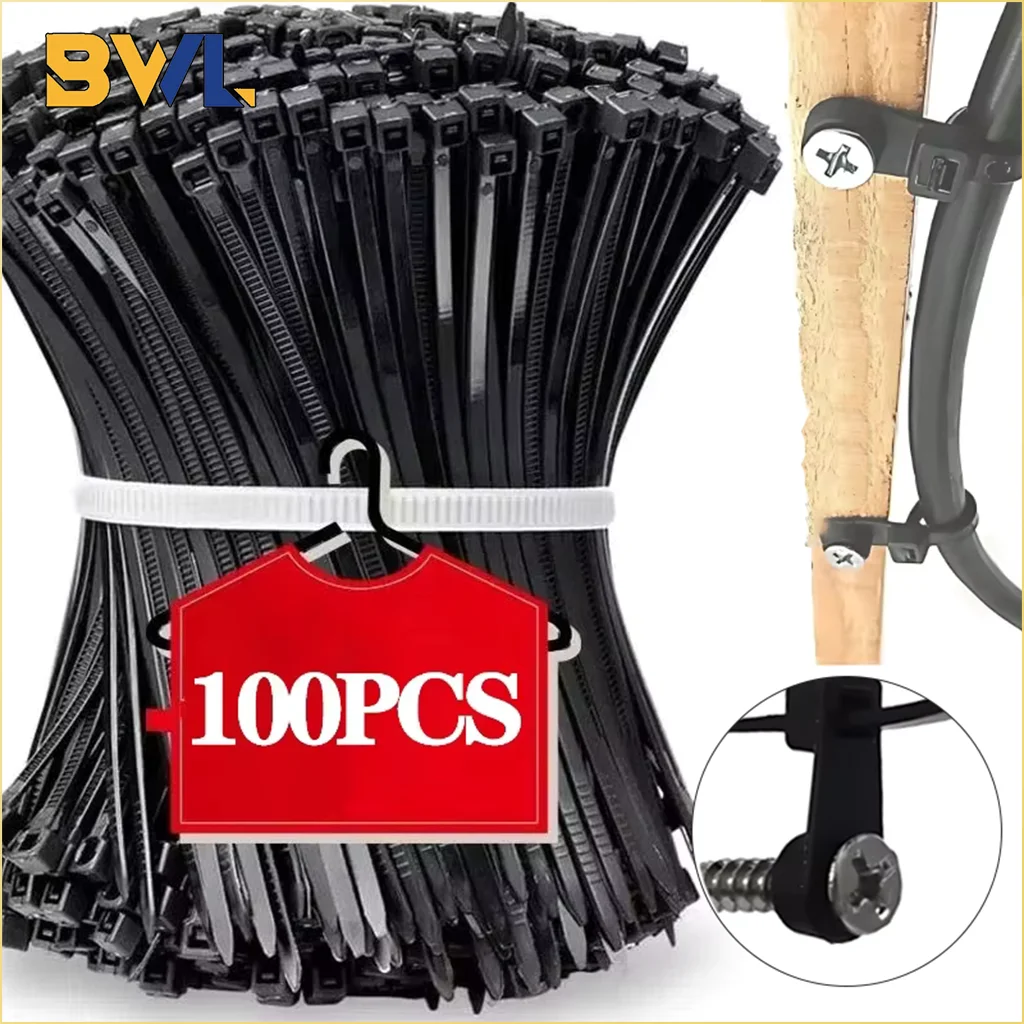 Klemme für Kabelbinder aus Kunststoff, Rilsan-Klemmkragen, selbstspannende Gewächshaus-Befestigungsgurte für die Verwendung von Wire Management-Pflanzen Image