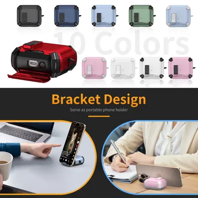 Mit Haken Hülle für Samsung Galaxy Buds 3/3Pro Stand Secure Lock Cases mit MagSafe Schutzhülle für Galaxy Buds 3 Cover Box