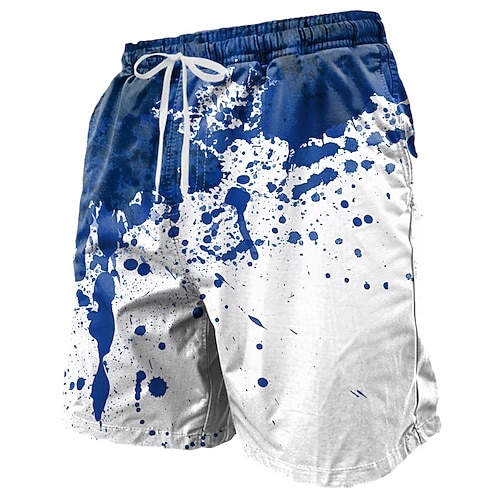 Herren Blut Spritzer Blutflecken Kostüme Badehosen Schwimm Shorts Board Shorts Mittlere Taille Punk Gothic Feiertag Streetwear Seitentaschen Netzfutter Elastischer Kordelzug Taillenband Designer Image