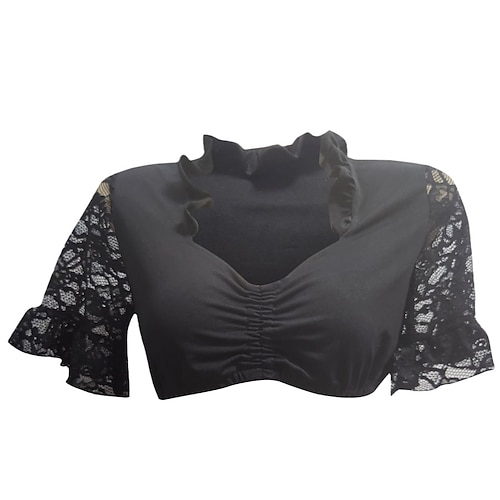 Oktoberfest Spitze Capri Dirndlbluse Dienstmädchen Bayerisch Deutsch München Wiesn Damen Karneval Party Stoff im traditionellen Stil Image