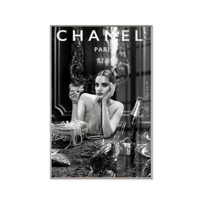 La Casa »Lady drinking champagne« Glasbild mit Strassapplikation 80x120 cm Image