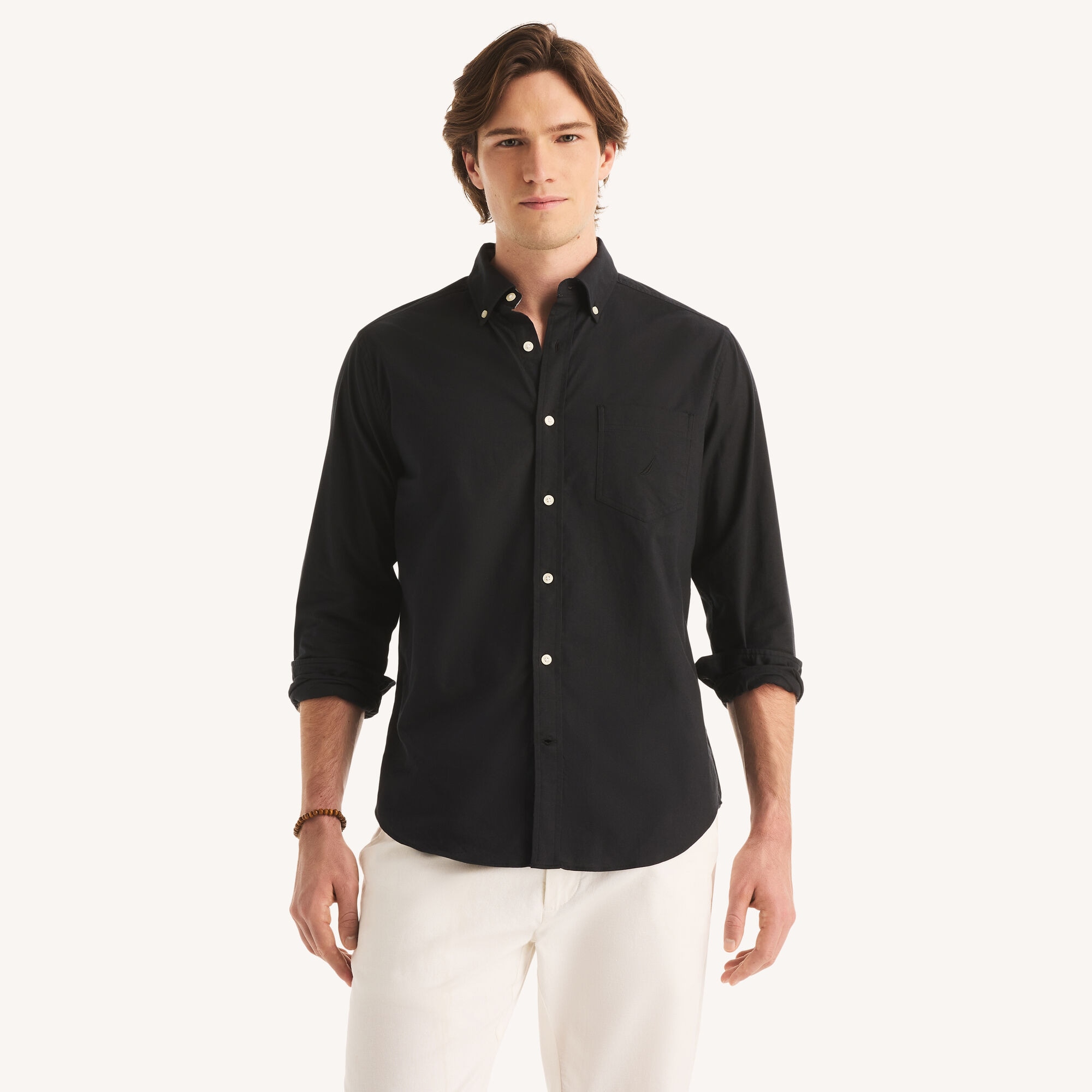 Nautica Men's Solid Oxford Shirt 018 (True Black), XL