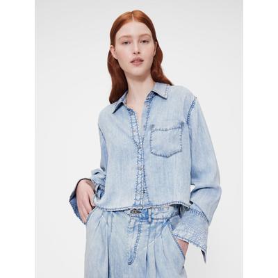 Gap GapStudio Blue Draped Denim Crop Shirt