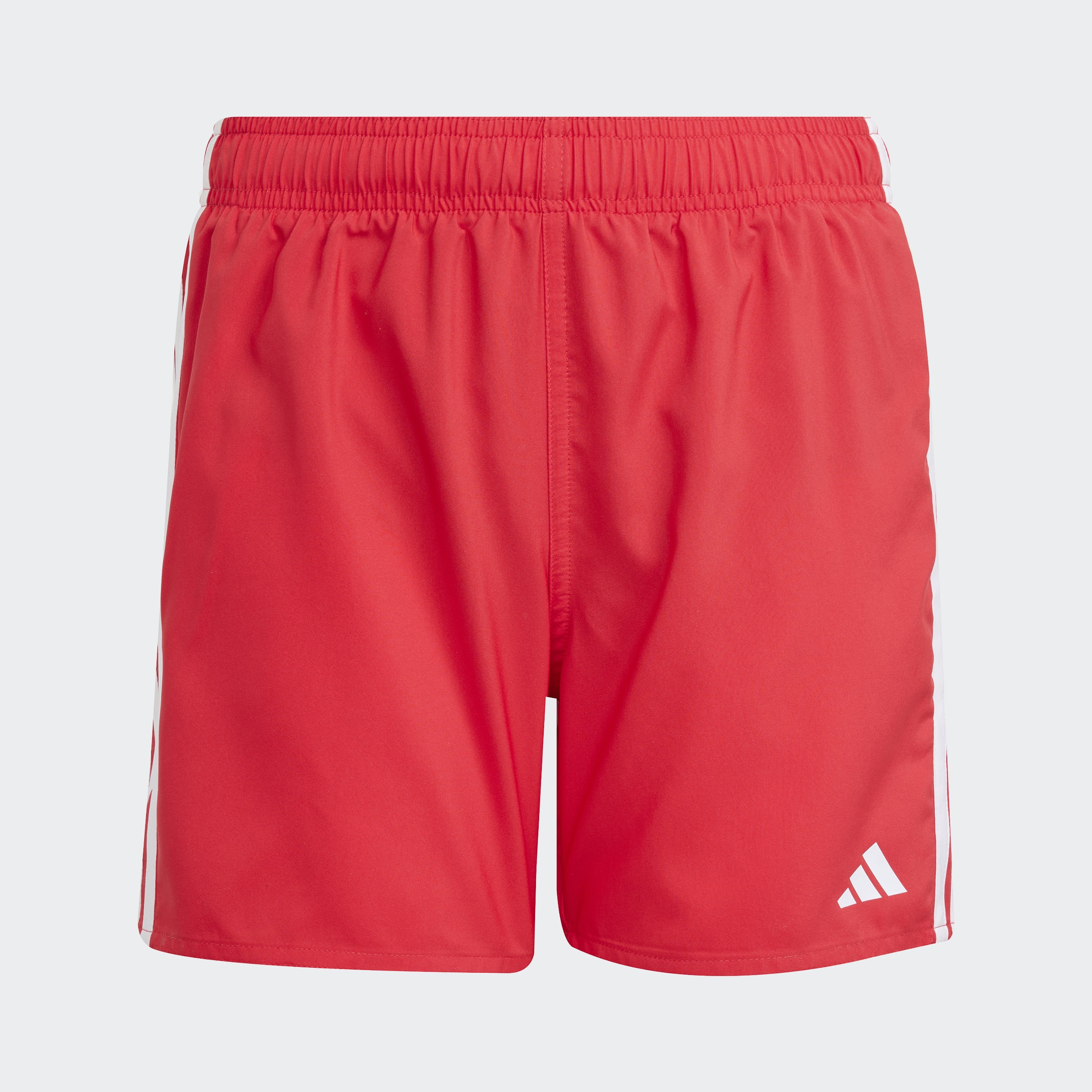 Badeshorts ADIDAS PERFORMANCE "3-STREIFEN KIDS", Jungen, Gr. 152, N-Gr, rot (pure ruby, weiß), Obermaterial: 100% Polyester, Badehosen Badeshorts