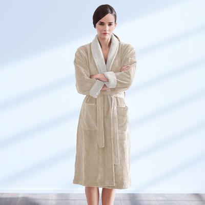 Bademantel "Doubleface" Gr. S, beige, S, Baumwoll-Webfrottier, LOOKS BY WOLFGANG JOOP, Hausmäntel, mit Schalkragen, LOOKS by Wolfgang Joop "Made in Green" Image